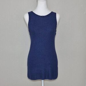 White House Black Market Women’s Blue Metallic Scoop Neck Tank Sweater S NWT